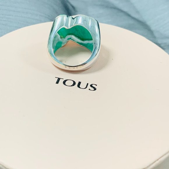 TOUS Ring Silver Green Color ring with Amazonita Women Jewelry 56# - Picture 6 of 10